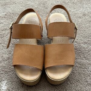 Greek Leather Tan Platform Sandals